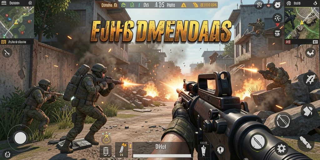 Tangkapan layar utama 6CF menampilkan aksi pertempuran FPS yang intens.