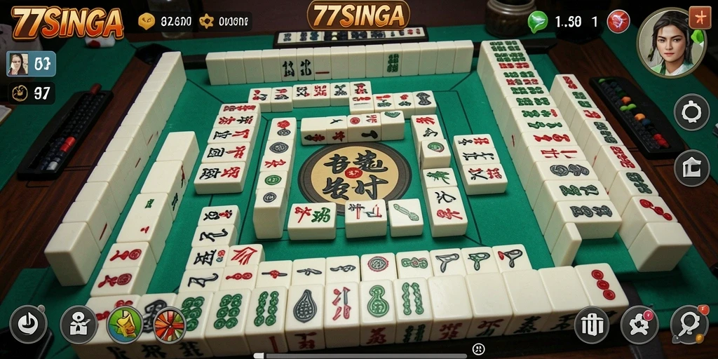 Tampilan gameplay Mahjong yang menakjubkan di 77SINGA.