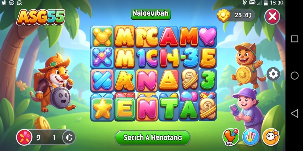 Tampilan menarik dari gameplay Match-3 ASG55 yang penuh warna.