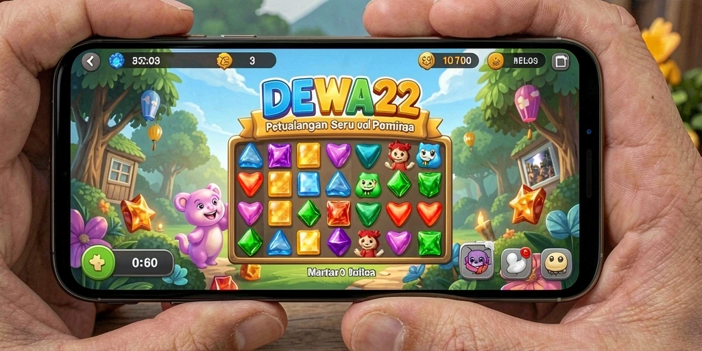 Tampilan gameplay seru dalam DEWA22 yang penuh tantangan match-3.