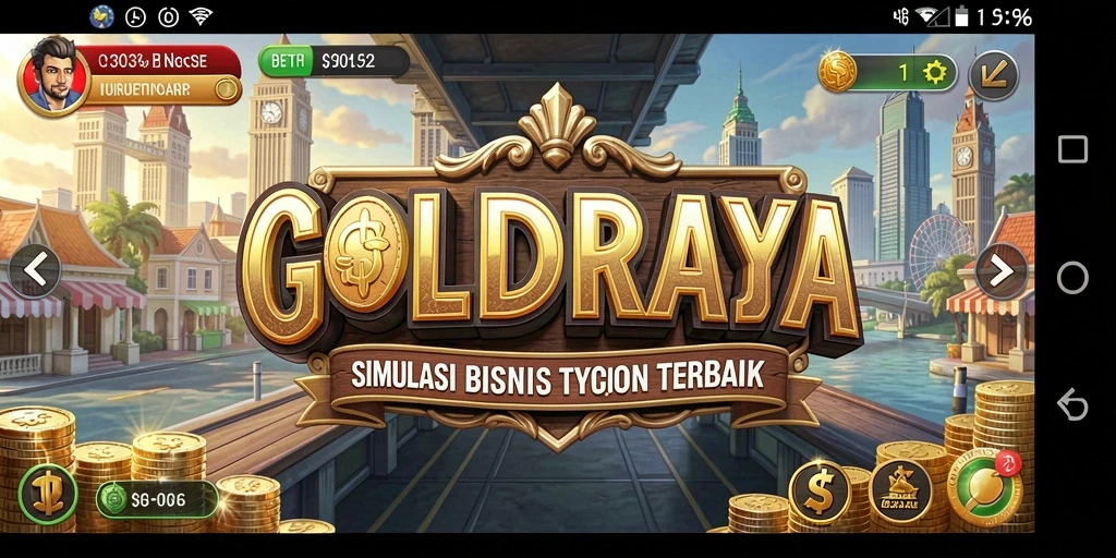 Gameplay <strong>GOLDRAJA</strong> menampilkan simulasi bisnis yang realistis dan menarik.