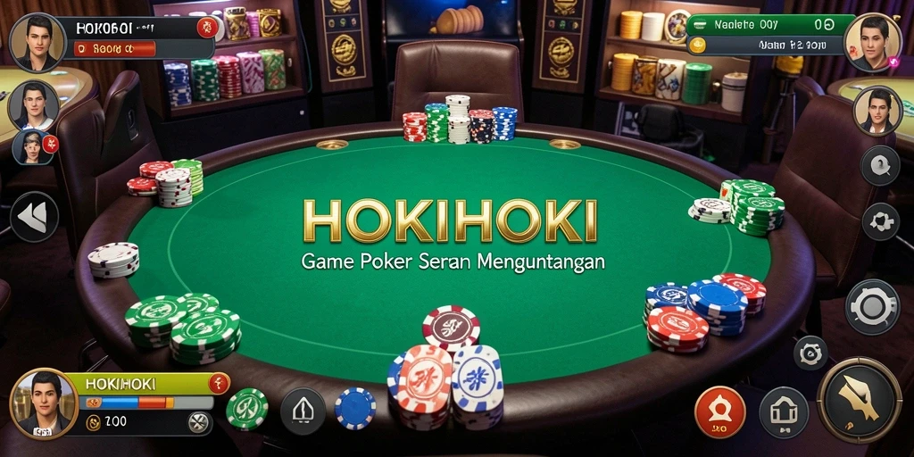 Tampilan gameplay poker yang mendebarkan di HOKIHOKI.