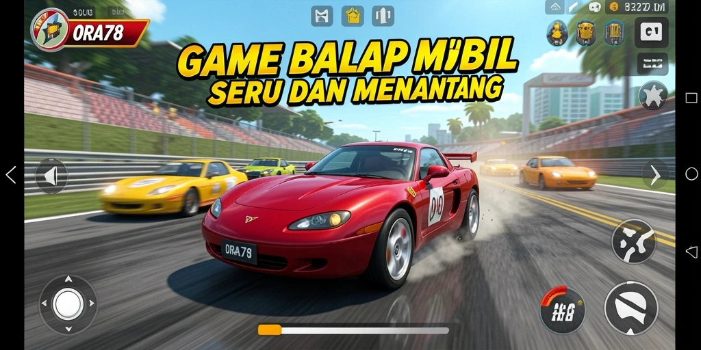 Tampilan menarik dari gameplay balap mobil di ORA78.