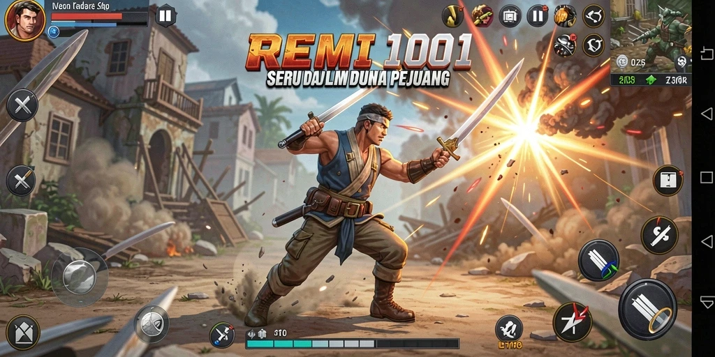 Tampilan gameplay pertarungan yang mendebarkan di REMI101.