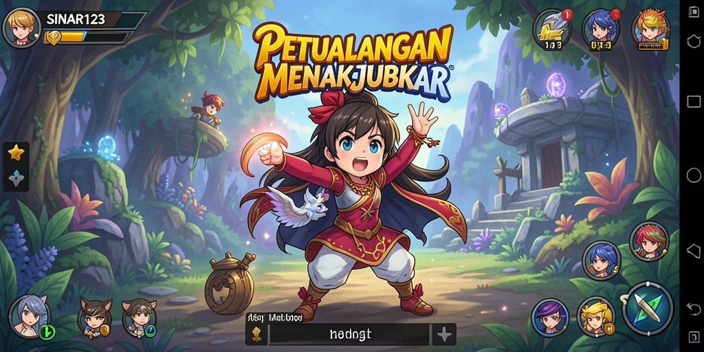 Screenshot gameplay SINAR123 menunjukkan karakter dan pertarungan seru.